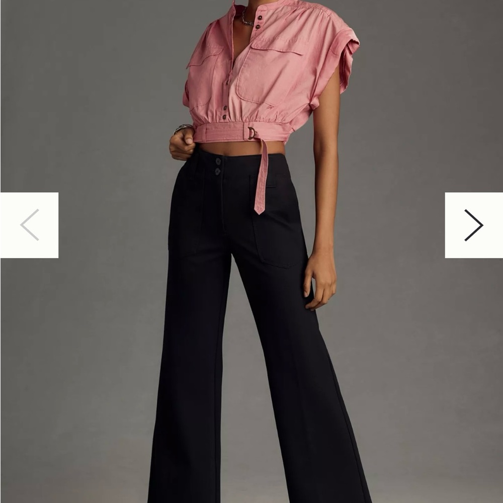 Anthropologie Maeve Naomi Black Flare Ponte Pants, Size 8